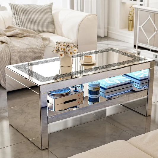 Glass Lux Mirror Table