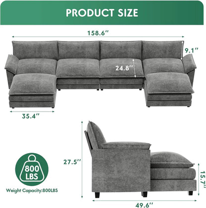 American Modular Couch with Removable Ottoman