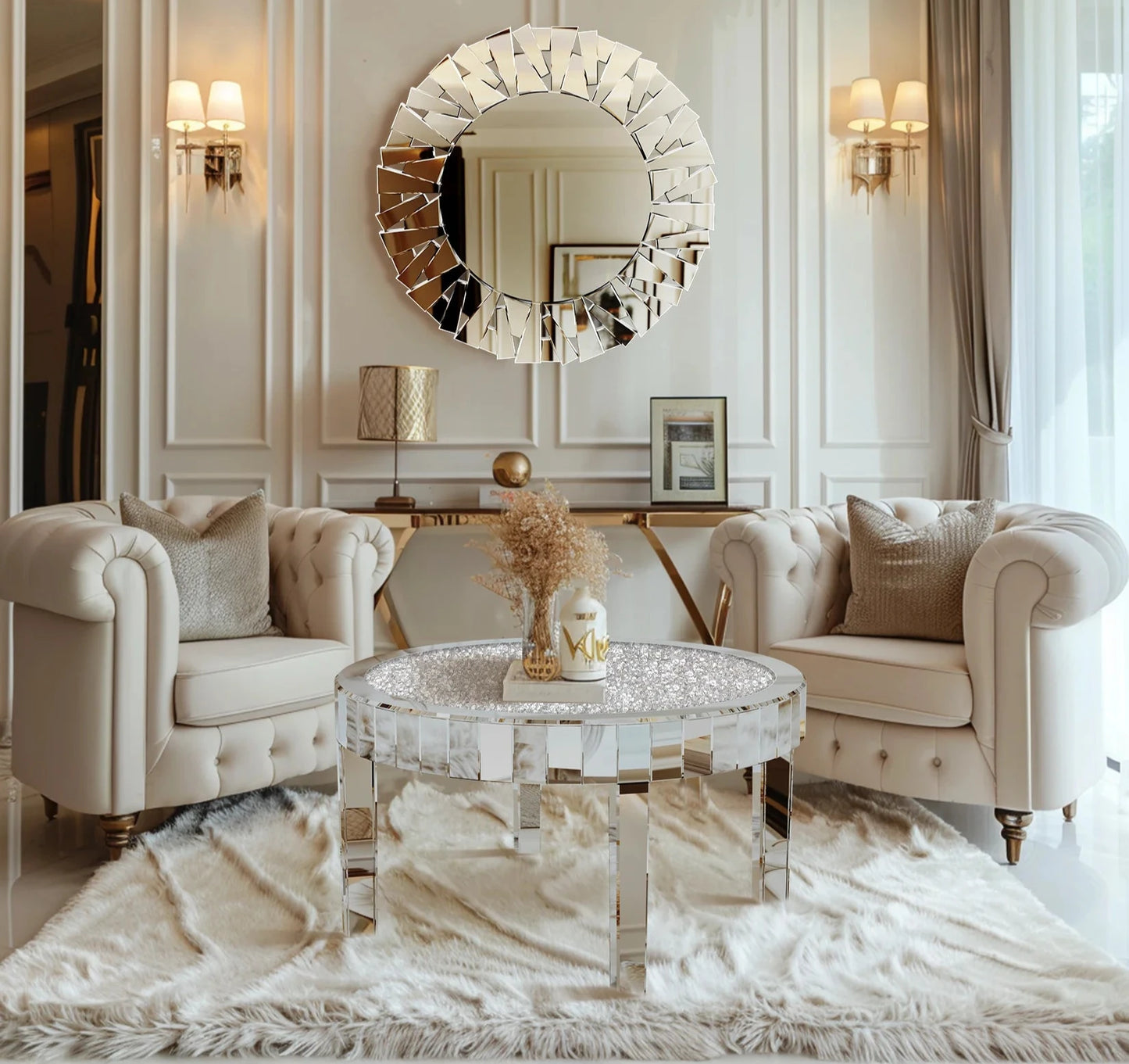 French Inspired Table with Crystal Inlay