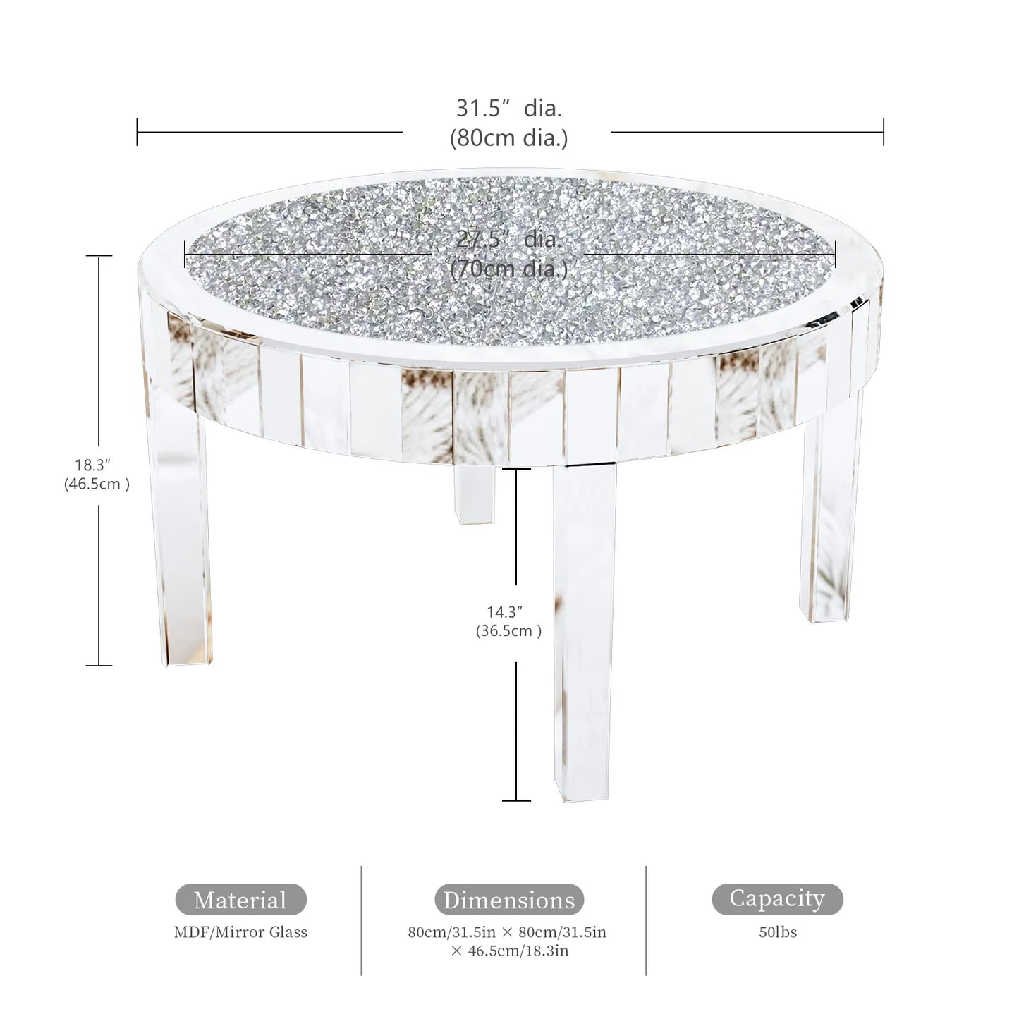 French Inspired Table with Crystal Inlay