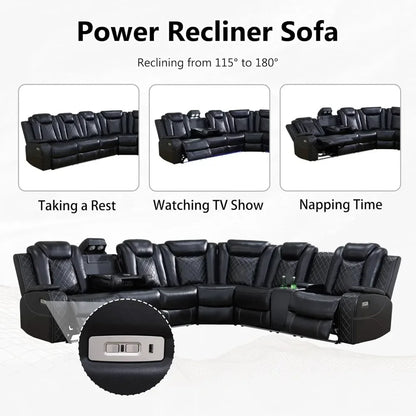 Chesterfield Leather Recliner Set