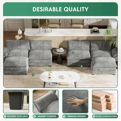 American Modular Couch with Removable Ottoman