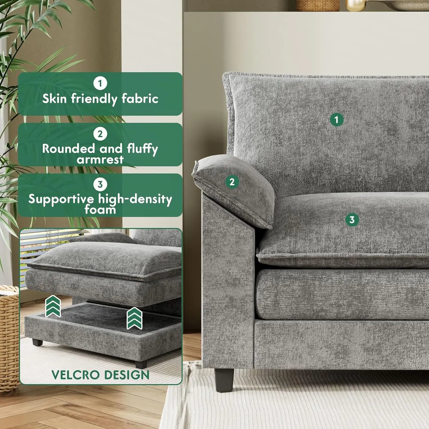 American Modular Couch with Removable Ottoman